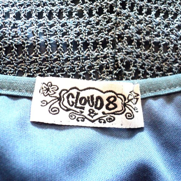 Cloud 8 Dress Women's Size 10 Blue-Gray Crocheted Lace, Lined Cap Sleeve Vintage - Picture 7 of 7